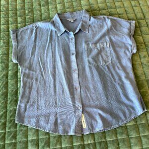 Lucky Brand Size L Short-sleeved Linen Button Down Shirt